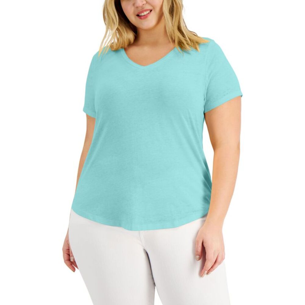 Style & Co Plus Size Solid Burnout T-Shirt